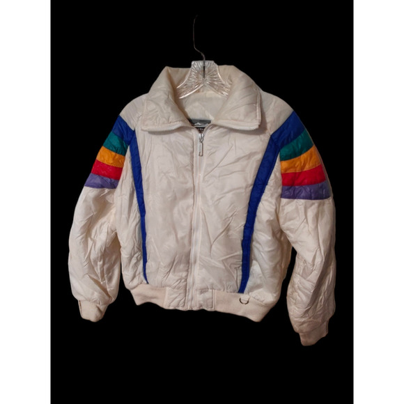 Snow Weather Jackets & Blazers - Retro Snow Weather Rainbow Puffer Jacket Size Large